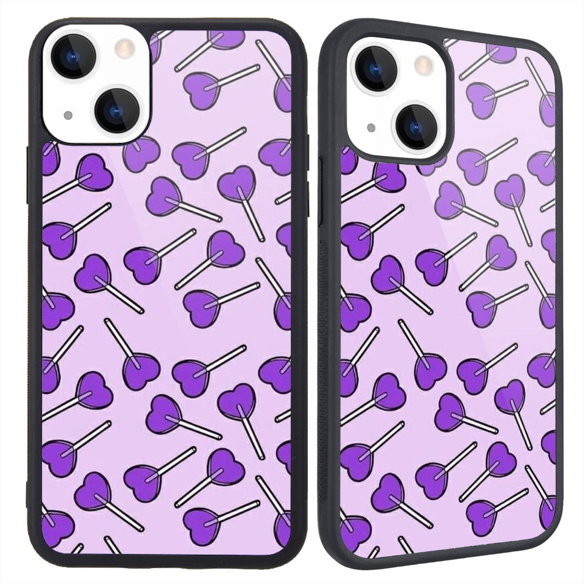 MAYCARI for iPhone 13 Pro Max Case Love Heart Candy(Purple) Pattern Design Hard Back Case with Soft TPU Bumper for Girls Children Women Protective Phone Case for iPhone 13 Pro Max