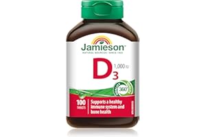 Jamieson Vitamin D3 1,000 IU Tablets, Supports Immune Health, Strong Bones, and Teeth, Enhances Calcium and Phosphorus Absorp