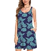 JOYSHAPER Built in Bra Summer Dress Casual Beach Sundress Flowy Adjustable Strap Dress