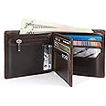 LYOOMALL Wallet for Men, Large Capacity Genuine Leather RFID Blocking Bifold Wallet/Credit Card Holder for Men, with Coin Pocket, Zipper Cash Pocket, ID Window and 10 Card Slots