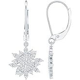 Certified Moissanite Hoop Earrings in Silver, D-Vs1 Quality, Moissanite Flower Drop Earrings - Gift For Special Occasions