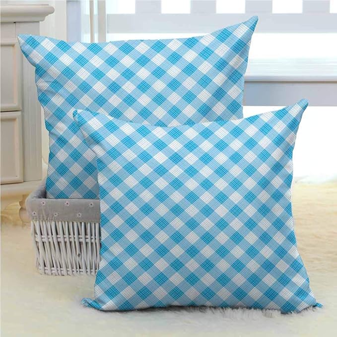 RenteriaDecor Personalized Pillow Cases 24x24 Inch x2pcs Checkered,Blue