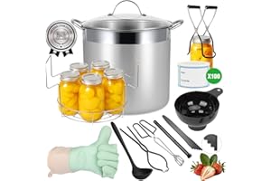 HOMKULA Stainless Steel Canning Pot with Rack and Lid, Large Water Bath Canner, Full Home Canning Supplies Starter Kit, Compa