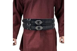 HiiFeuer Viking Wide Belt, Medieval Faux Leather Armor Belt, Knight Corset Belt, LARP Halloween Costume