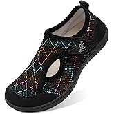 LeIsfIt Womens Slippers Wide Diabetic Shoes Adjustable Arthritis Edema House Shoes Indoor Outdoor Slippers