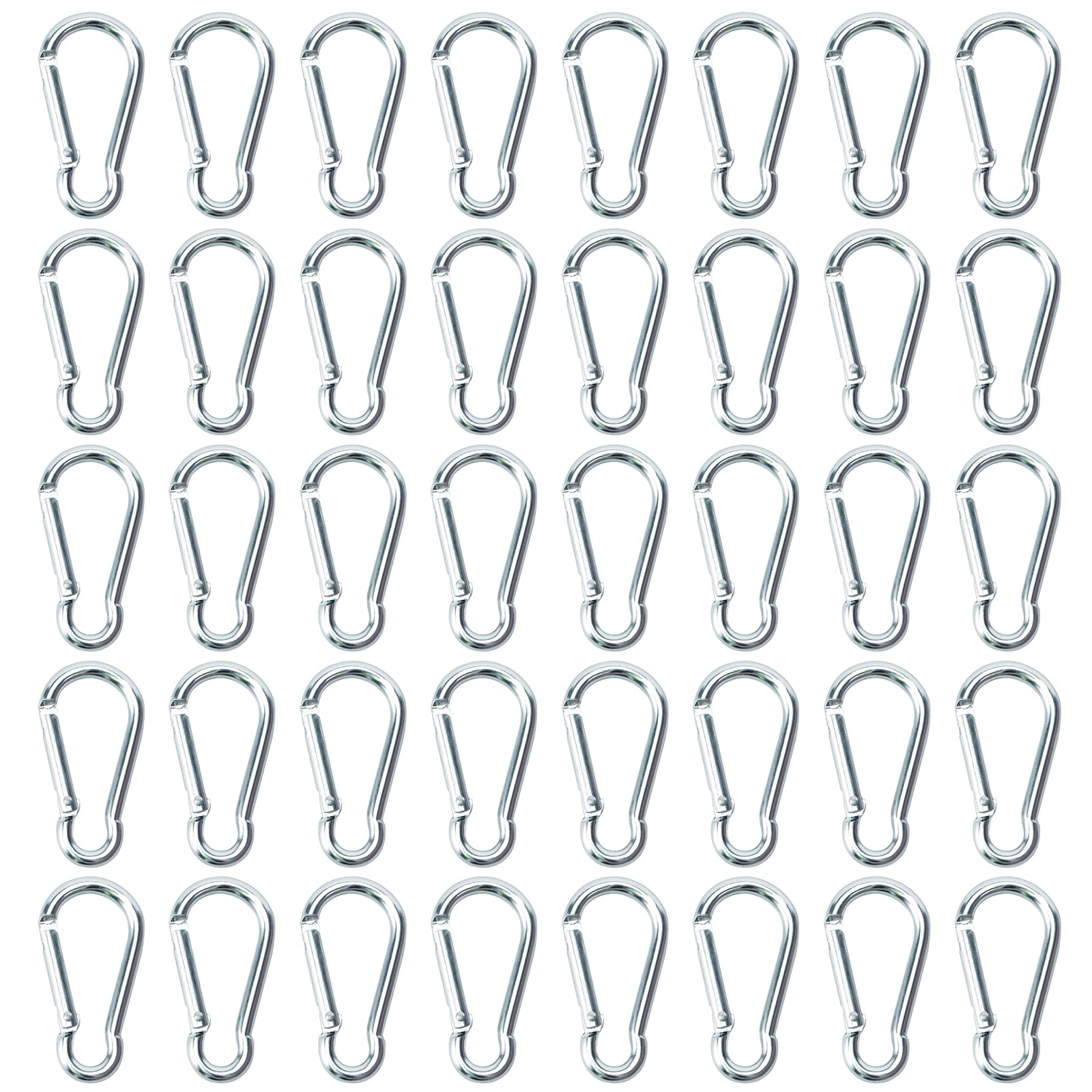 Photo 1 of 50pcs Small Carabiner Clips Mini Aluminum Carabiner Clip Keychain Bulk Hook Pack Carabeaner D Shape Hook Keychain for Home Hiking, Silver