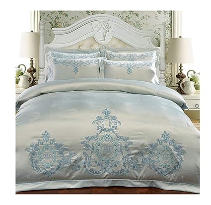 Amazon Com Slowly Mist Silver Cotton Chinese Embroidery Bedding