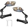 Suruid Bike Mirror, 1 Pair Bike Mirrors Handlebar Rear View Mirror, Adjuatable Wide Angle RearView Mirror, 360° Rotatable Safety Galss Design for Mountain Bicycle Bike Ebike Scooter Snowbike