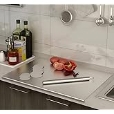 Stainless Steel Cutting Boards for Kitchen, Lipped stainless steel cutting board. Large cutting board suitable for meat, fruits, vegetables, bread, and baking (40 x 30cm / 15.7"L x 11.8"W)