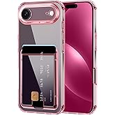 Shecaset for iPhone Air Wallet Case/iPhone 17 Air Wallet Case with Card Holder (3 Cards),Soft TPU Slim Shockproof Protective for Women Girl Men Cover for Apple iPhone 17 Air 6.5 inch (2025),Pink