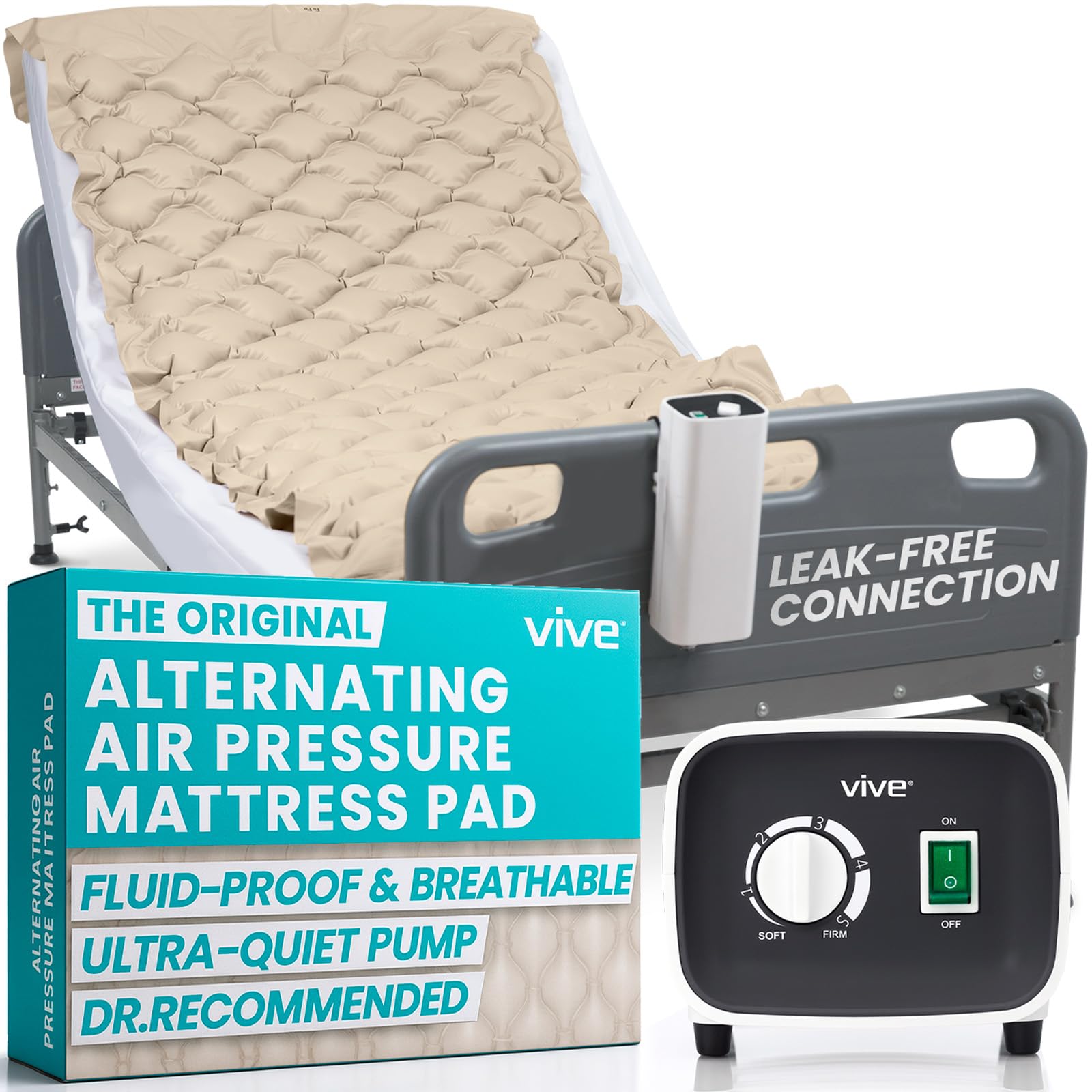 Photo 1 of Vive Alternating Air Pressure Mattress Pad - The Original Bed Sore Prevention Solution - Hospital Topper for Bedridden Patients - Includes Waterproof, Breathable Ulcer Cushion & Whisper Quiet Pump