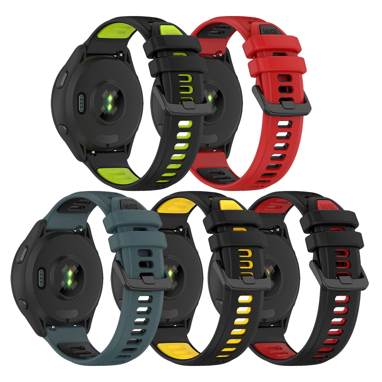 SMYAOSI Strap for G armin Forerunner265S, 18mm Silicone Sport Replacement Strap for G armin Vivomove3s/Move 3S/Vivoactive 4s/Active S/Venu 2S/G armin Move 3S (5 Pcs-b)