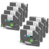 Label Tape for PT-1180 1280 1750 1890 2040 1090 1290 P300BT Compatible with Brother P touch Label Maker TZe-231 TZe231 12mm 0.47 Inch Laminated Black on White Ptouch tape 1/2"x 26.2' (12 mm x 8m), 8PK