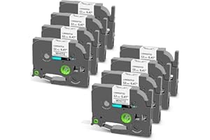 COLORTY Label Tape for PT-1180 1280 1750 1890 2040 1090 1290 P300BT Compatible with Brother P touch Label Maker TZe-231 TZe231 12mm 0.47 Inch Laminated Black on White Ptouch tape 1/2"x 26.2' (12 mm x 8m), 8PK
