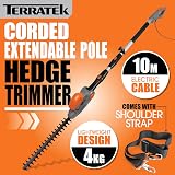 Terratek Corded Extendable Pole Hedge Trimmer 550W 2.5m Telescopic view 2
