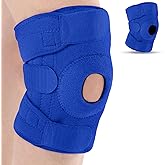 Foilswirl 1 Pcs Kids Knee Brace with Side Stabilizers Patella Gel Pads Adjustable Straps Youth Child Knee Brace Support for Meniscus Tear Sports, Meniscus Tear (Blue)