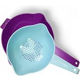 Tupperware 1 Qt and 2 Qt Strainer Set of 2 Colander - 1 Qt Light Blue and 2 Qt Purple