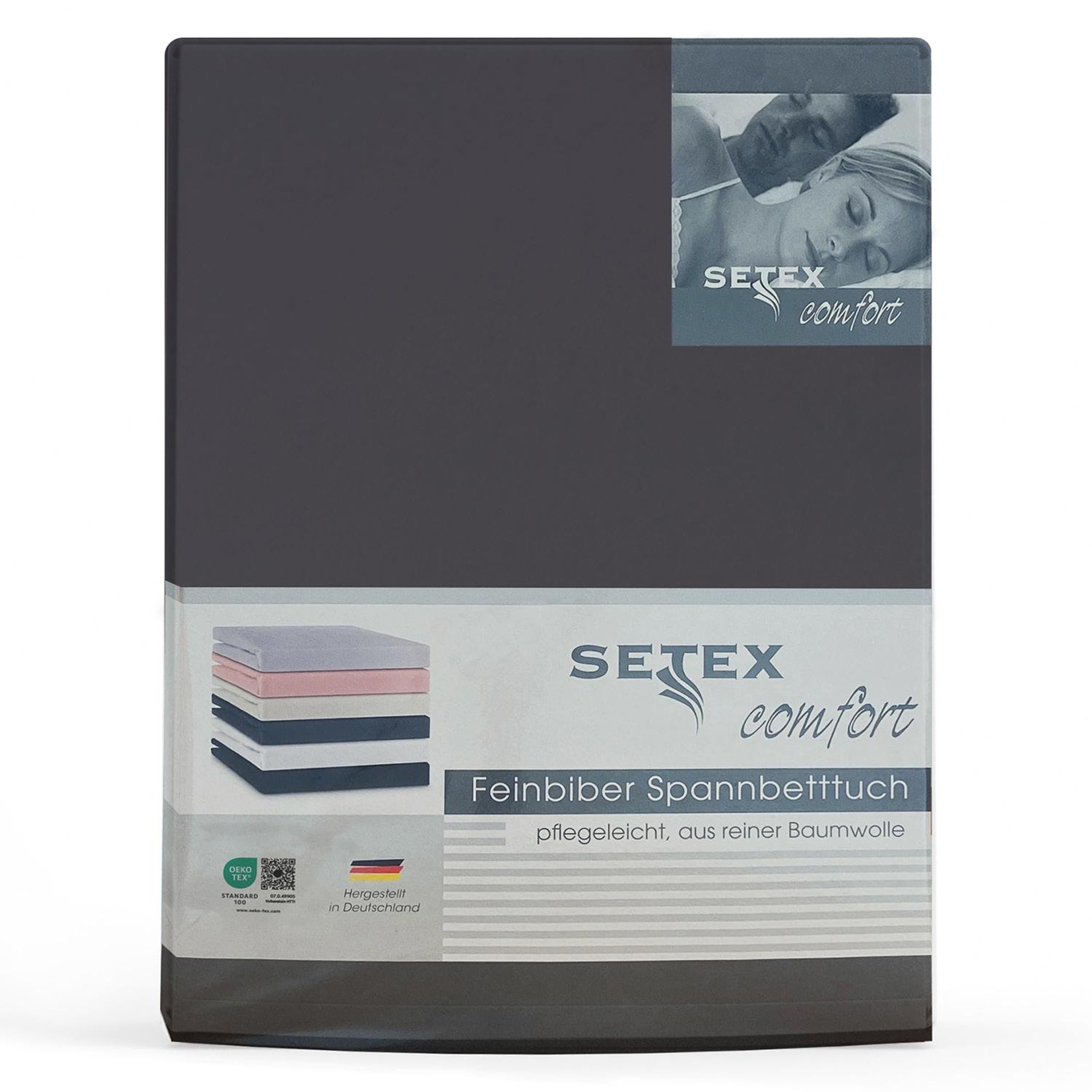 Setex - Flannelette Bed Sheet with Elastic Band Cuddly Soft - Flannelette Fitted Sheet Made of 100% Cotton with All-Round Elastic Band - Bed Sheet 200 x 200 cm Anthracite