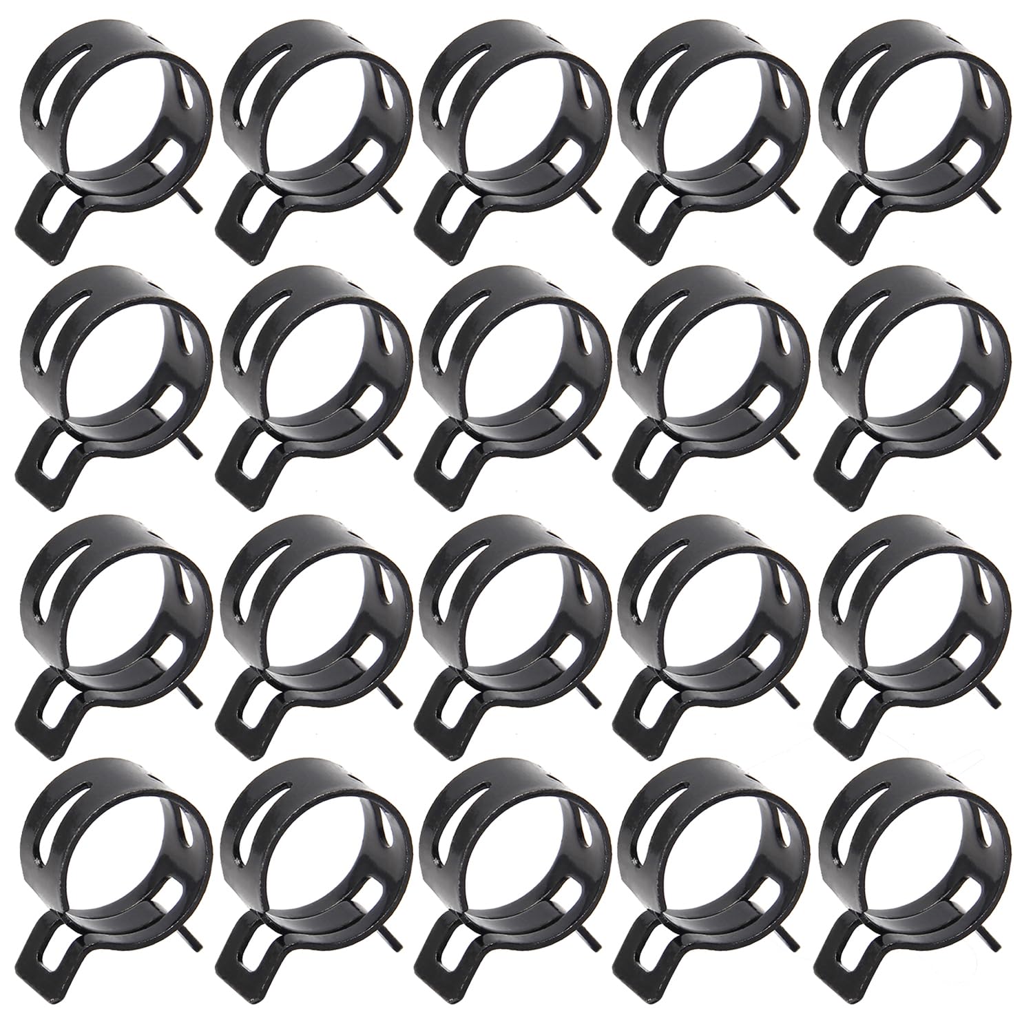 MroMax Steel Band Clamp 19mm for Fuel Line Silicone Hose Tube Spring Clips Clamp Black Manganese Steel 20Pcs