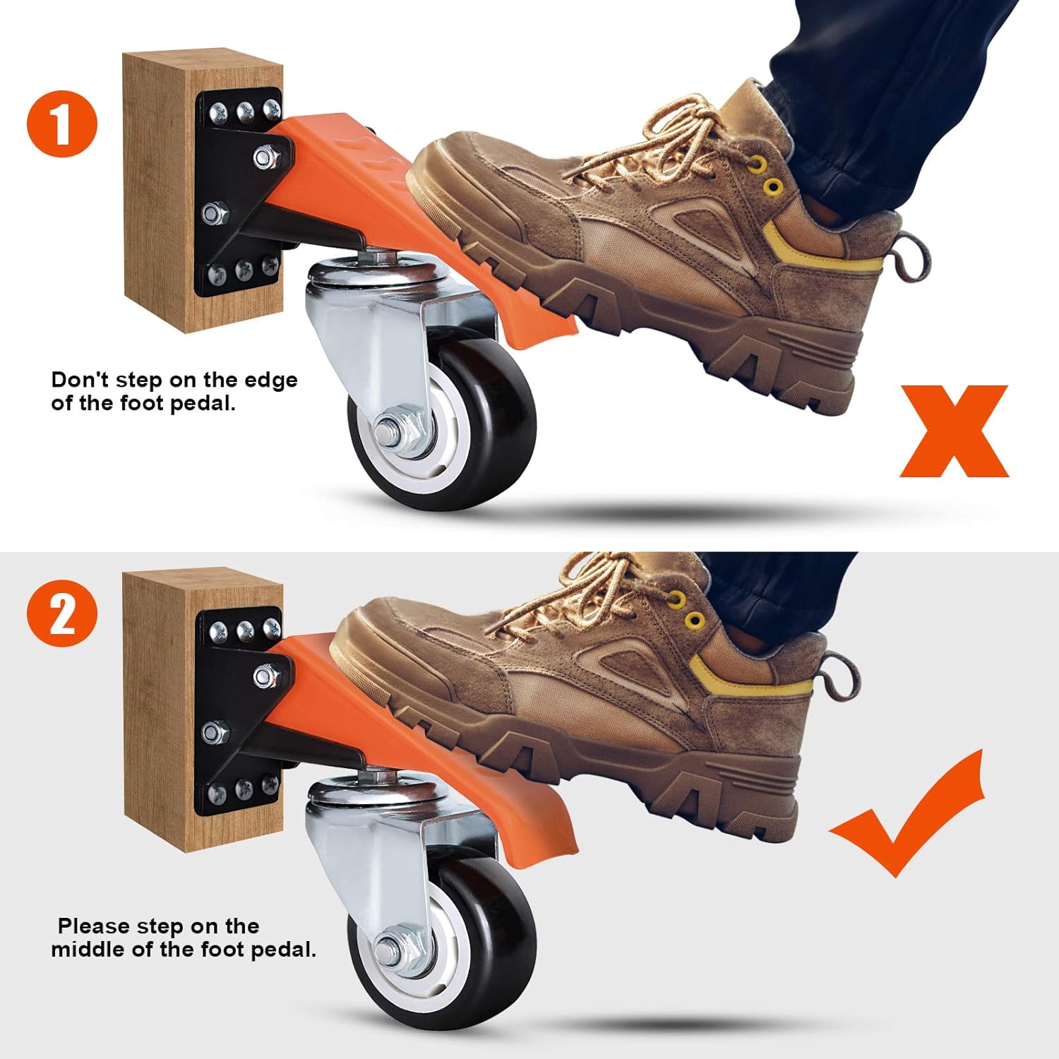 Ronlap Workbench Casters Kit 880 Lbs Capacity, 3" Extra Heavy Duty Retractable Casters 4 Pack, Side Mounted Adjustable Table Stepdown Casters - - 