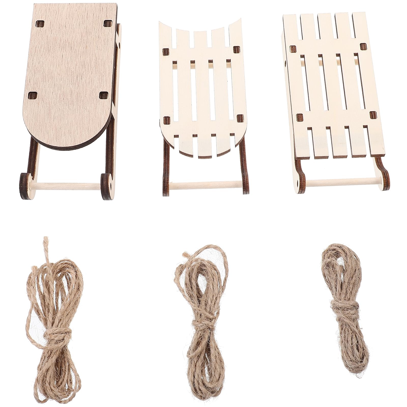 Gadpiparty Unfinished Blank Sleigh Ornament 12pcs Wooden Santa Sled Sleigh Pendants with Rope Xmas Tree Hanging Decoration for Xmas Party Favors