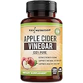 Key Nutrition Apple Cider Vinegar 1500mg, 100% Organic, Pure & Raw - Healthy Digestion & Detox Support - 60 Day Supply