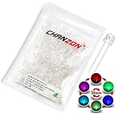 CHANZON 100 pcs 5mm RGB Multicolor Slow Blinking (Multi Color Changing) | Straw Hat LED Diode Lights (Clear Transparent Lens) Bright Lighting Bulb Lamps Electronics Components Light Emitting Diodes