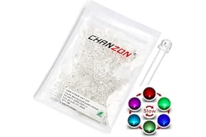 CHANZON 100 pcs 5mm RGB Multicolor Slow Blinking (Multi Color Changing) Straw Hat LED Diode Lights (Clear Transparent Lens) Bright Lighting Bulb Lamps Electronics Components Light Emitting Diodes