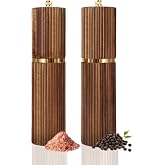 Saicefe 2 Pack Acacia Wooden Salt and Pepper Grinder Set – Refillable Manual Salt and Pepper Mills with Adjustable Ceramic Co