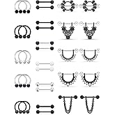 SCERRING 16G Nipple Rings 316L Stainless Steel CZ Nipplerings Shield Tongue Barbell Rings Bars Body Piercing Jewelry for Women