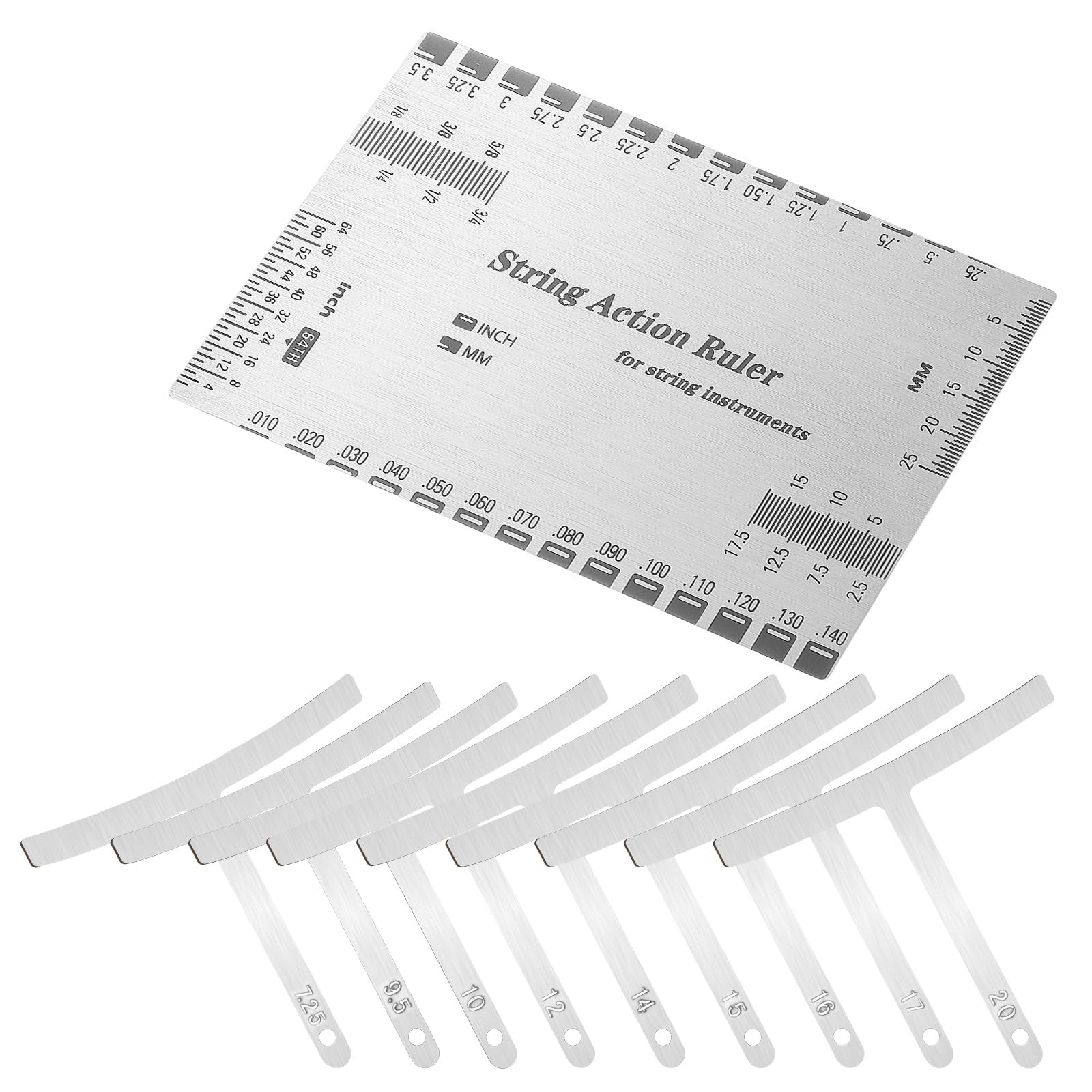 Photo 1 of 10 PCS Guitar Luthier Tools Set, 9 Guitar Radius Gauge and 1 String Action Gauge Ruler Measuring Tool for Guitar and Bass Setup