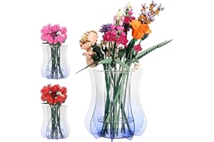 Acrylic Vase for LEGO Flowers - Sturdy Display Stand & Holder for LEGO Flower Bouquet Building Set, Botanical Collection, Ros