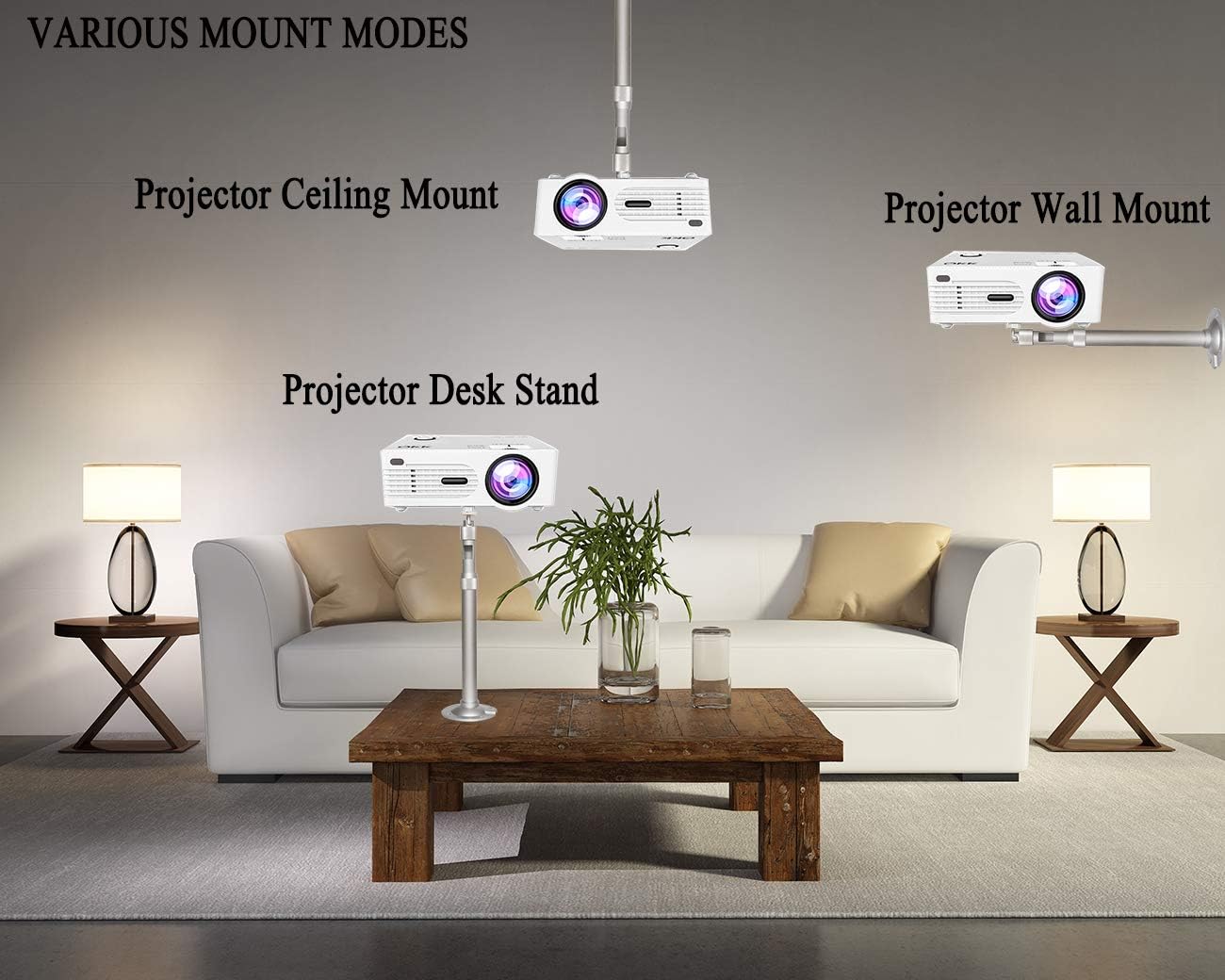 Projector Ceiling Mount Height Extendable 14-23.7 in / 37-60 cm 360° Adjustable Video Projector Wall Mount Projectors Bracket Black for Projector CCTV DVR Camera: Electronics