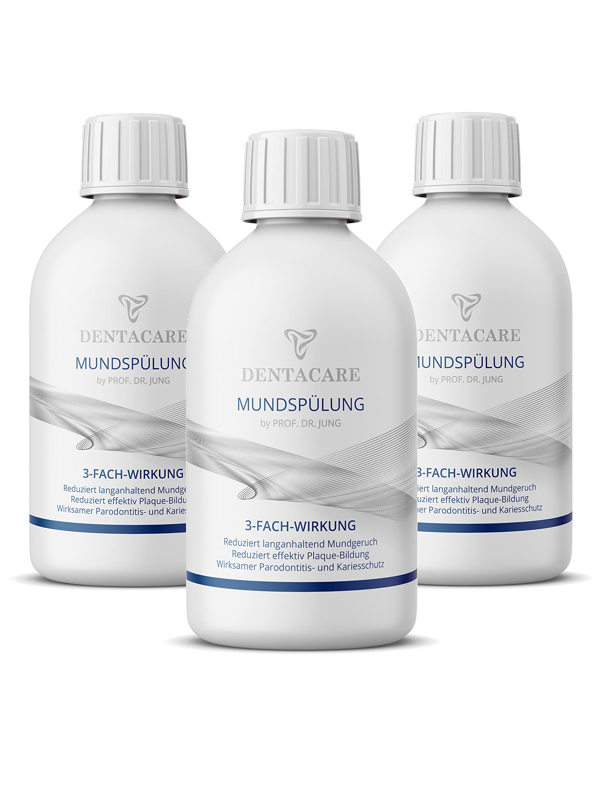 Dentacare Antibacterial Mouthwash with Triple Effect by PROF. Dr. Jung, Reduces Long-lasting Bad Breath, Effectively Reduces Plaque Formation, Periodontitis and Caries Protection, 3 x 250 ml