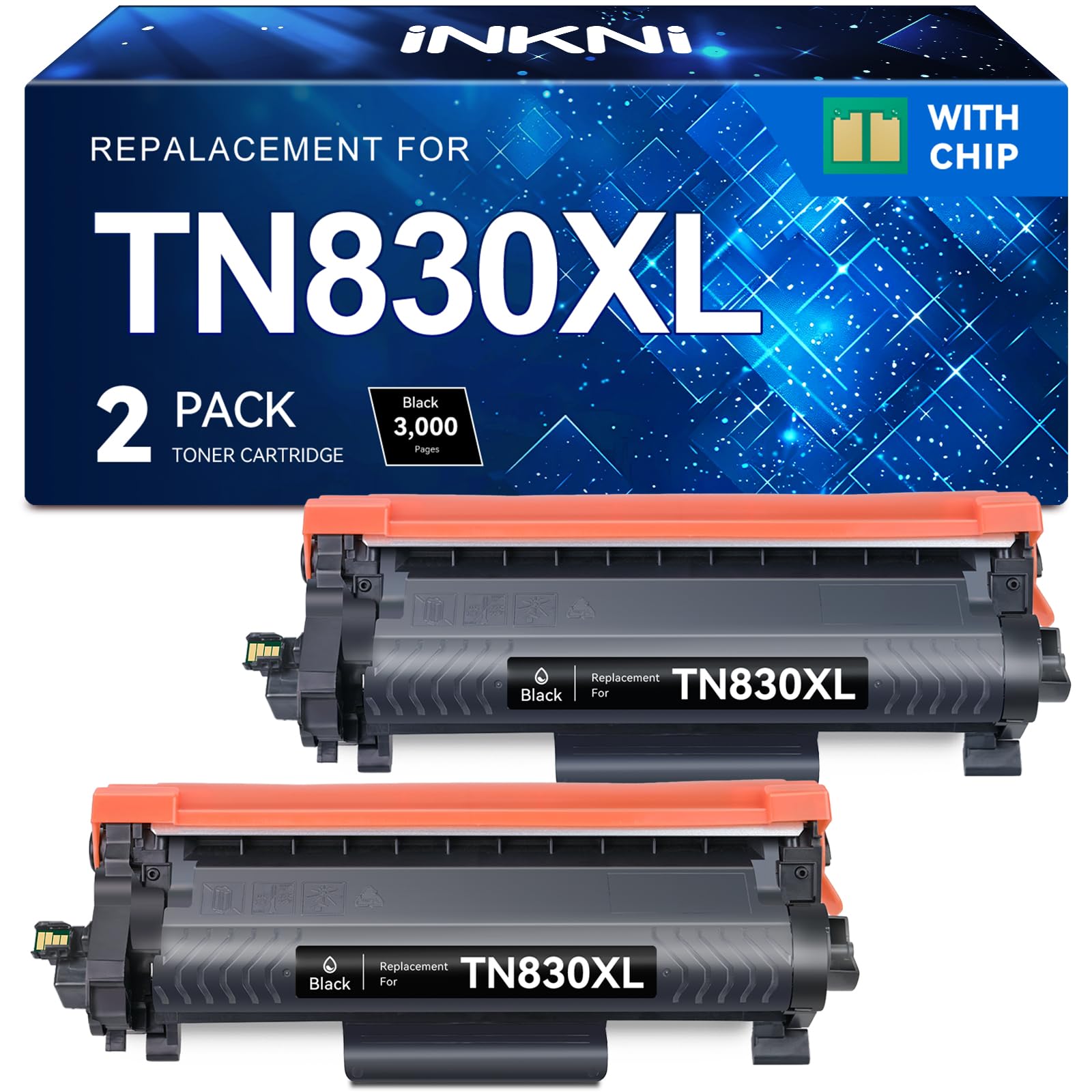 Photo 1 of InkNI Compatible Toner Cartridges Replacement for Brother TN830XL TN830 TN 830 XL Toner Cartridges Work for HL-L2460DW DCP-L2640DW HL-L2480DW HL-L2400D HL-L2405W MFC-L2820DW Printer (Black, 2 Pack) PACKAGING MAY VARY
