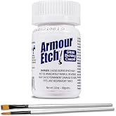 Armour Etch Glass Etching Cream 2.8oz Net Wt. Bundle with Moshify Brushes | Works with stencils to etch detailed designs on windows, mirrors and glassware for custom gifts and home d&eacute;cor projects