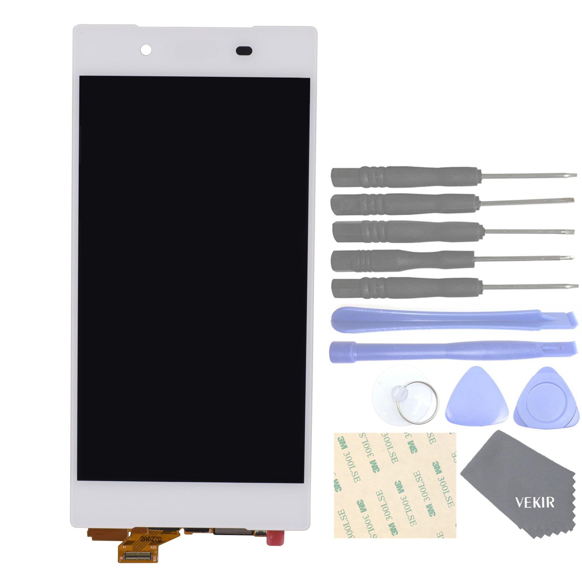 VEKIR Cell Phones Replacement Parts for Sony Xperia Z5 E6603 E6633 E6653 E6683 Complete Display Touch Digitizer Screen [NO Screen Frame](White)