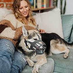 Dog Muzzle, Basket Muzzle with Slow Feeder Pad for