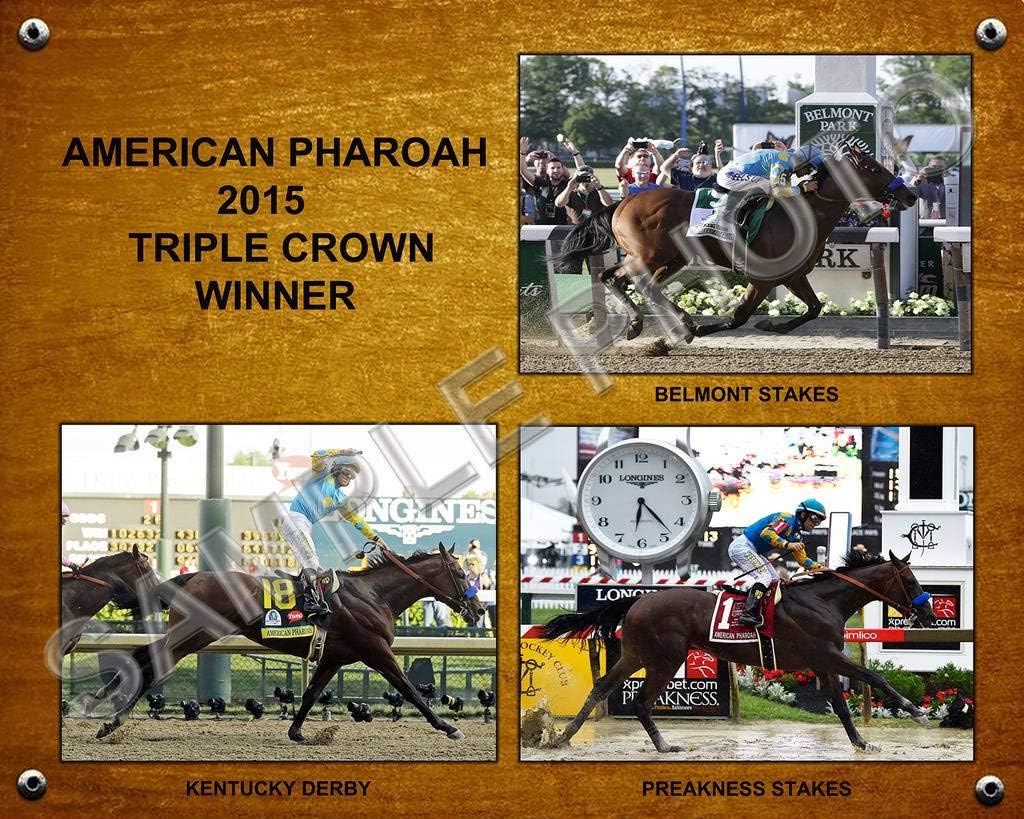 Photographs - SPORTSPHOTOSUSA American Pharoah 2015 Triple Crown Winner Derby Preakness Belmont 8X10 Photo Collage