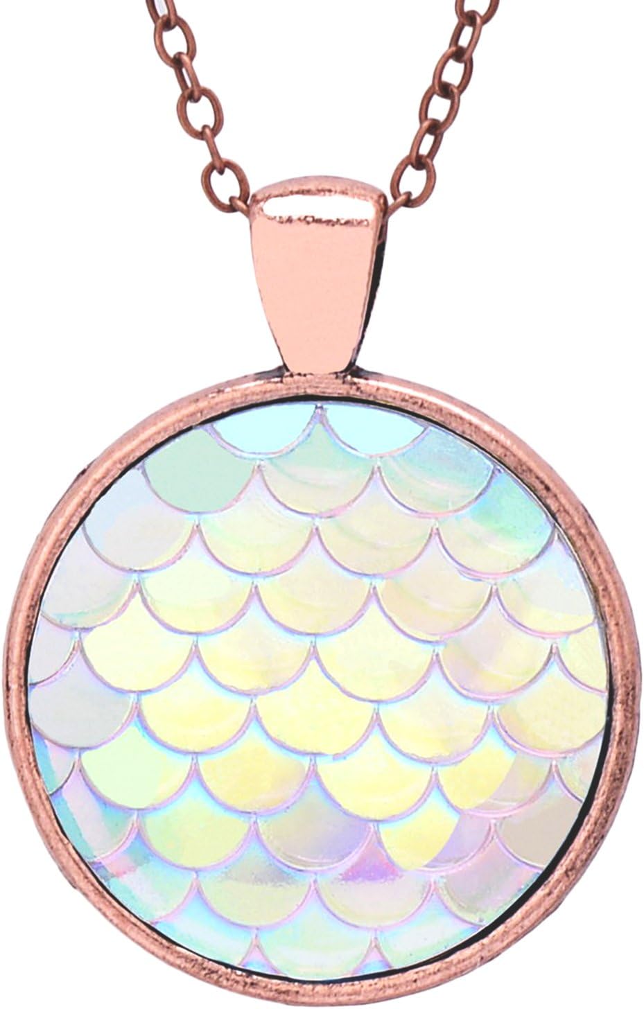 QILMILY Little Mermaid Necklace Mermaid Scale Sea-Maid Tail Pendant Sea Animal Jewelry Cute Animal Necklace