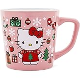 Silver Buffalo Sanrio Hello Kitty Holiday Celebration Ceramic Latte Mug | Large Coffee Cup For Tea, Cocoa, Beverages | Holds 17 Ounces
