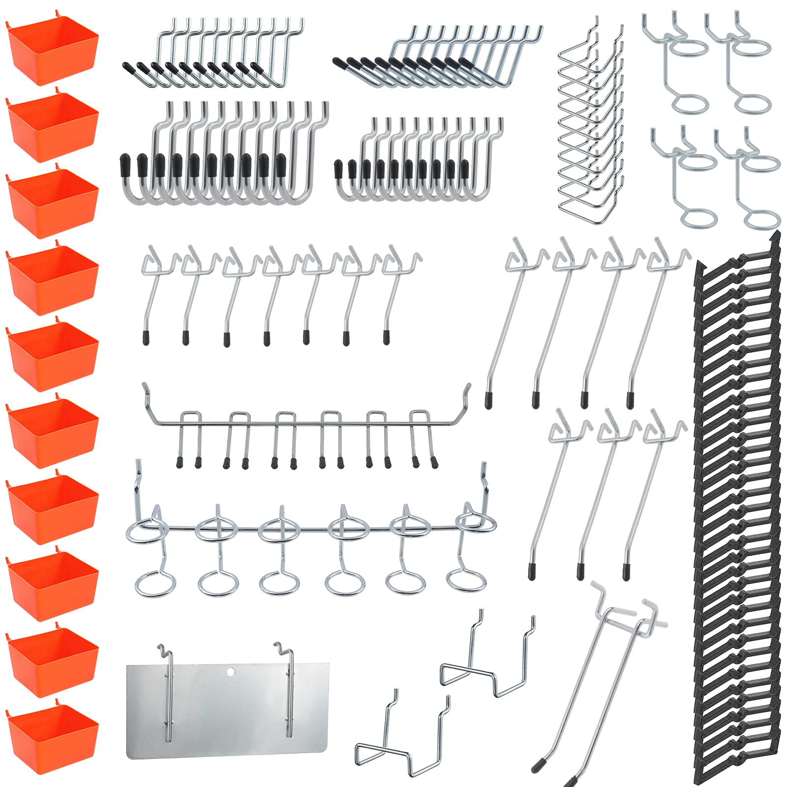Knpwer 144Pcs Pegboard Hooks Assortment with Pegboard Bins, Peg Locks,for Organizing Various Tools for Garage, Workbench, Kitchen