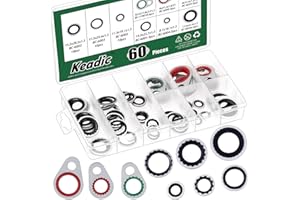 Keadic 60 PCS 9 Sizes A/C System Compressor Gasket Seals Air Conditioning Compressor Port Seal Washer Kit, AC Port Seal Washe