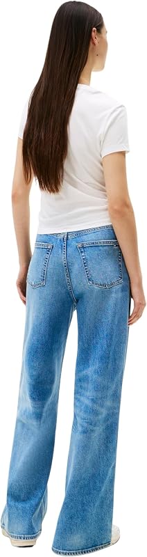 Damen T-Shirt Kurzarm Slim Logo Tee mit Rundhalsausschnitt, Weiß (Ecru), XL