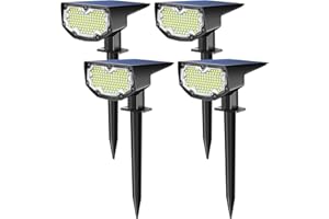 Airmee Solar Outdoor Lights, 106 LEDs Bright Spot Lights Outdoor IP68 Waterproof, 1000 Lumen Auto On/Off Solar Landscape Lights, 6500K Daylight White, for Yard, Garden, Pathway, Flag, 4 Pack