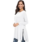 Afibi Tops for Women Long Sleeve Side Split Loose Tunic Tops for Leggings
