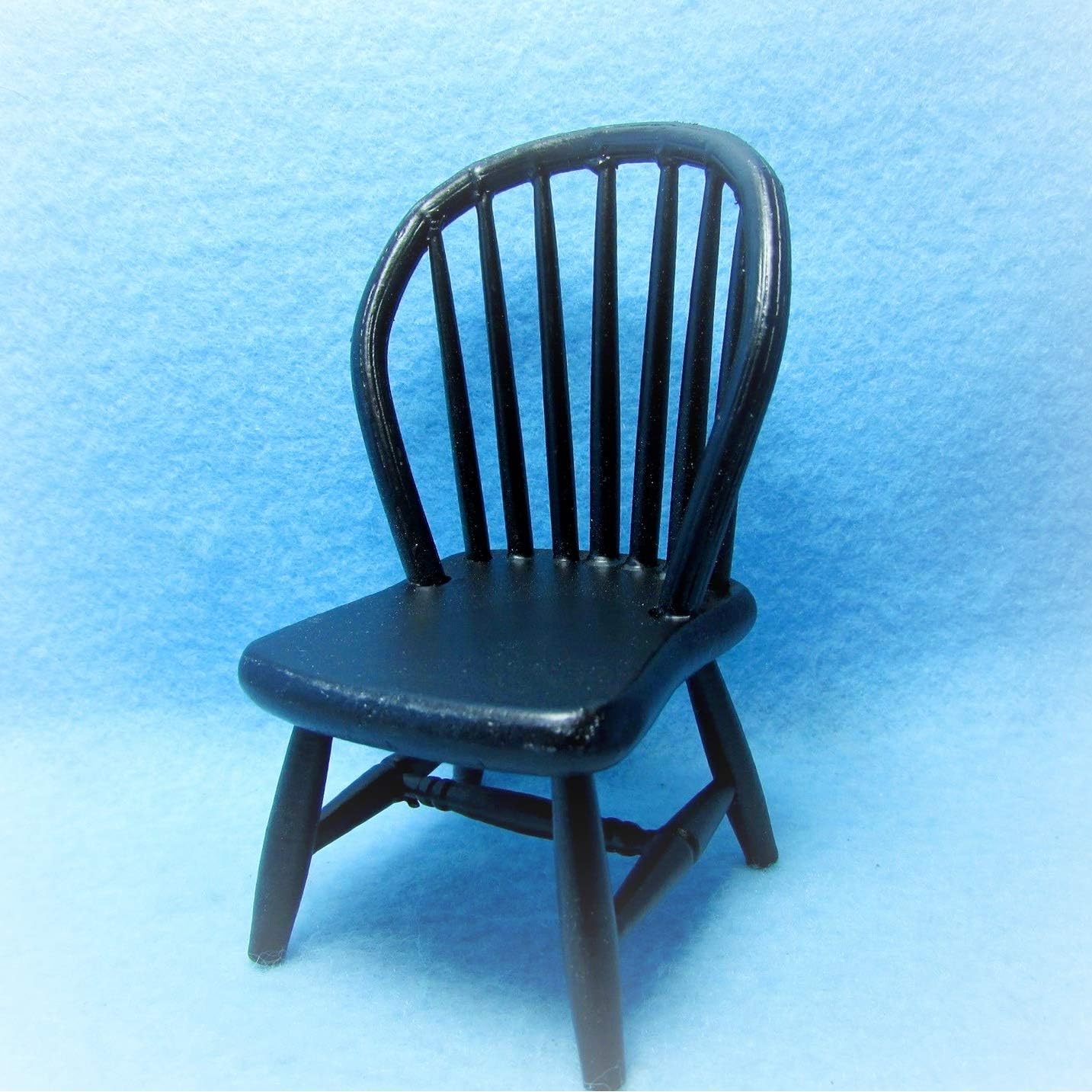 Dollhouse Kitchen/Dining Room Windsor Chair in Black KL2052 - Miniature Scene Supplies Your Fairy Garden - Doll House - Outdoor House Decor