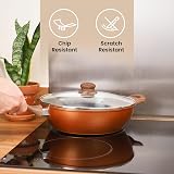 nuovva Non Stick Frying Pan Induction Saute Pan 28cm with Lid Copper Marble view 2