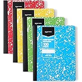 Amazon Basics Composition Notebook, Wide Ruled, 100 Sheets, 9.75" x 7.5", Assorted Marble Colors, 4-Pack