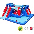 AirMyFun Bounce House,Bouncy Castle with Ball Pit,Inflatable Kids Double Slide with Air Blower, Castle Bouncer for Children Jumping Outdoor and Indoor Party